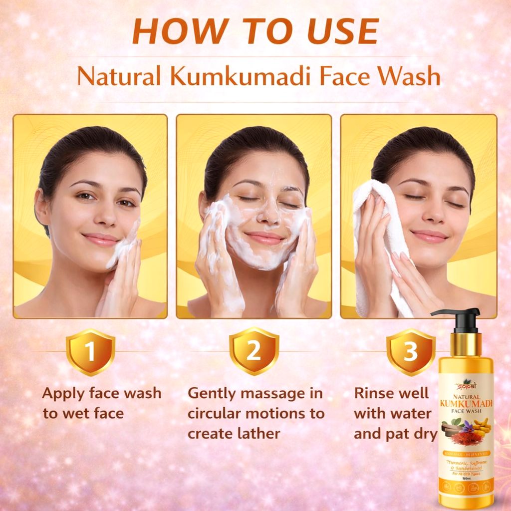 RamGopal Ayurveda Kumkumadi Face Wash with Natural Turmeric, Sandalwood, Saffron | Ayurvedic Formulation | SLS & Paraben-Free | Chemical-Free | For Radiant, Blemish-Free Skin | Deep Nourishment & Cleansing | For All Skin Types | 100ml view 2