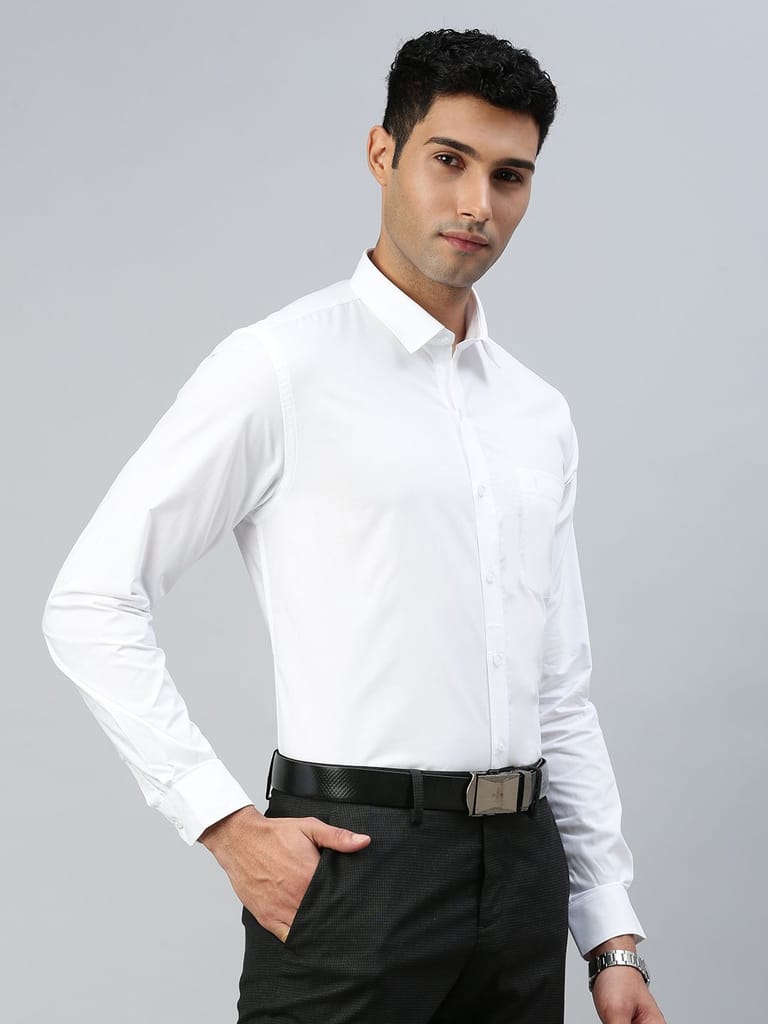Mens 100% Cotton Full Sleeves White Shirt Super Faast view 2