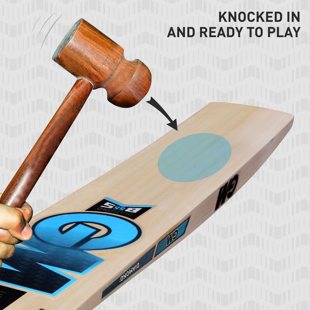 TEKNAXO | GM Men's Diamond Bullet English Willow Wood Cricket Bat with Cloth Covering on The Face with Cover view 2