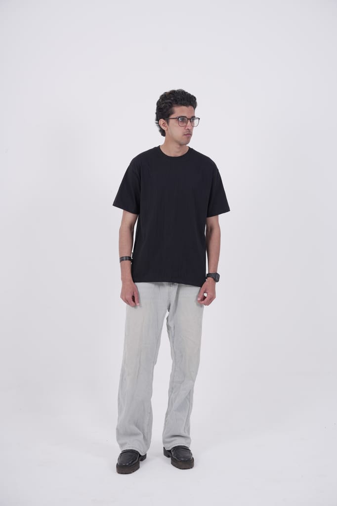 Essential Basics 210GSM Black oversized Plain T-shirts view 2