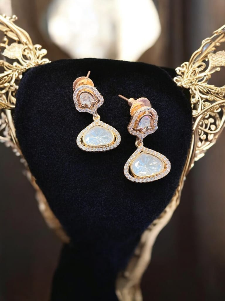 Gold Plated Cubic Zirconia Charm Necklace Set By Dia Art Jewels view 2