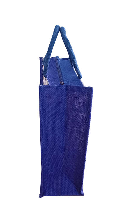 Eco-Friendly Jute Elephant Print Tote Bag with Zipper view 2