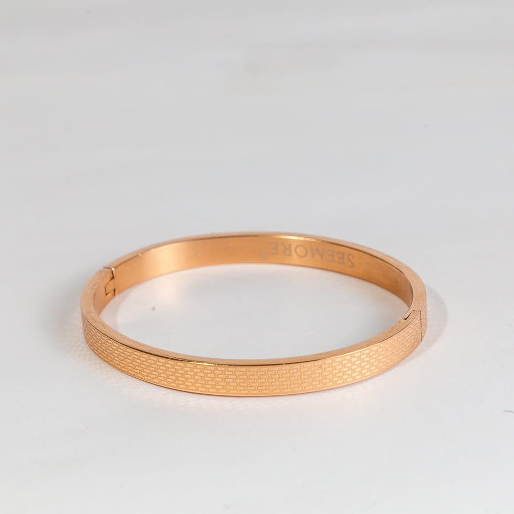 Rose Gold Open Bangle Bracelet view 2