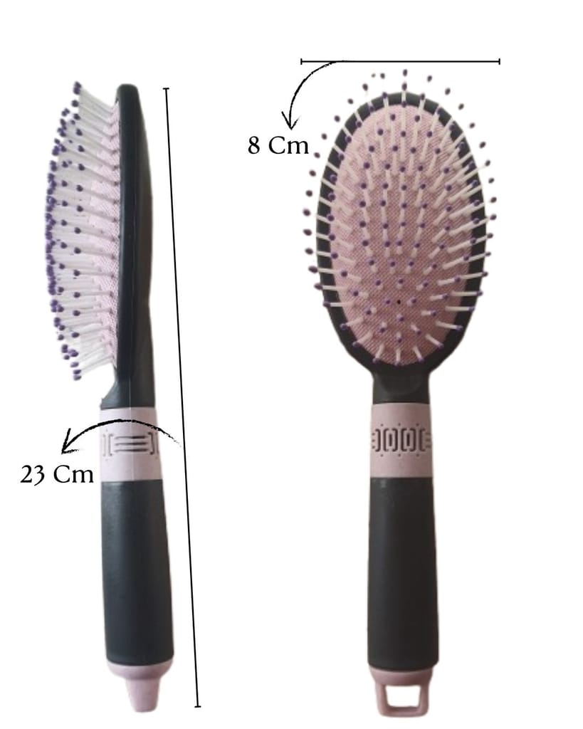 Hair Brush With Strong & Flexible Nylon Bristles having Anti-static Ball Tips, For Grooming, Straightening, Smoothing in Black Colour view 2