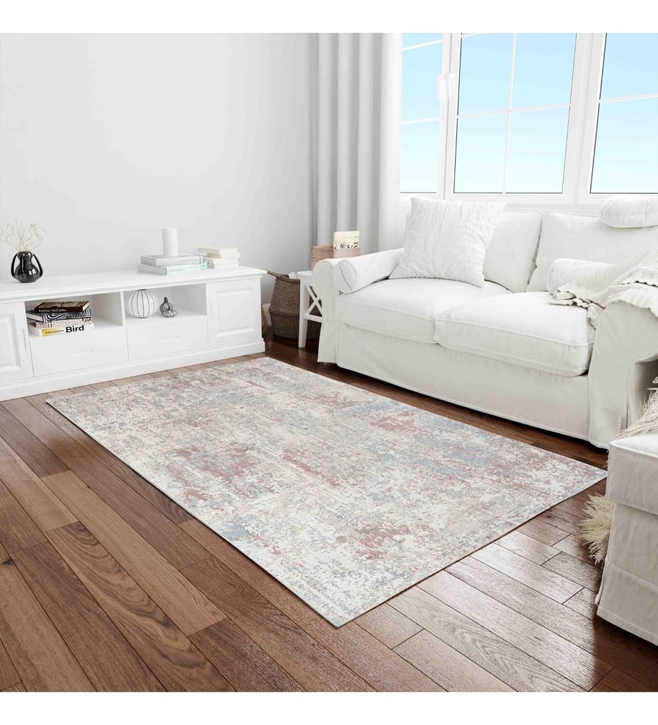 Neu Looms Handmade Viscose Wool Anti-Skid Rug for Bedroom, Living Room, Nursery, Dorm, Playroom & Reading Area (Size 6x9 Feet, Blue-Beige) view 2
