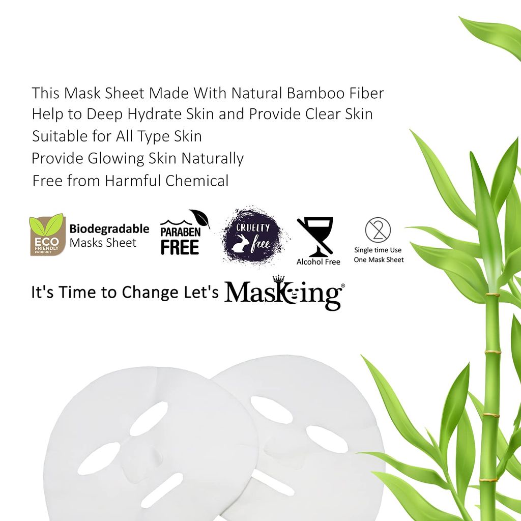 MasKing Bamboo Facial Sheet Mask of Orange, Saffron, Algae, Watermelon & Tea Tree Ideal for Women & Men, 100ml (Combo Pack of 5) view 2
