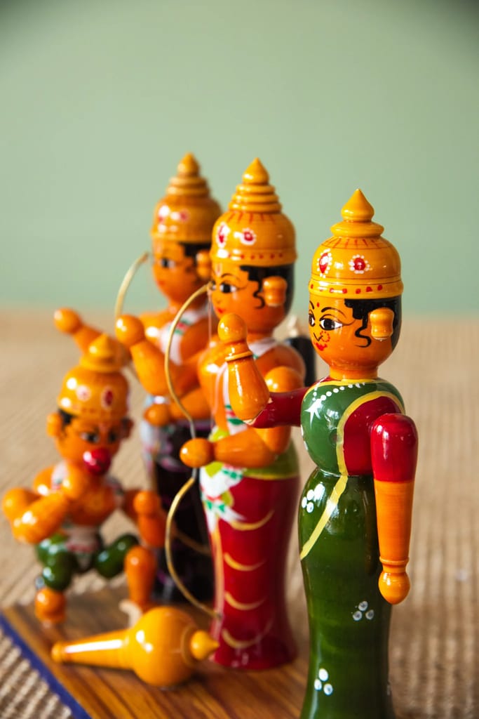 Wooden Indian God Rama Lakshmana Hanuman Statue Set | Hindu Religious God Figurines | Home Decor & Temple Decor view 2