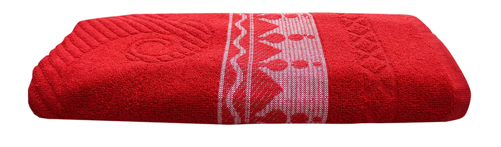 Mandhania Flora Border Soft Cotton BathTowels, 70x140 cm Pack of 1 Green view 2