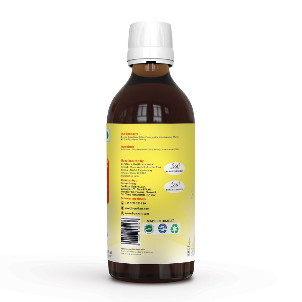 Dr. Patkar's Apple Cider Vinegar with Mother Vinegar | Unfiltered & Undiluted | Suitable for Weight Management & Improved Immunity (With Mother) 200ml view 2