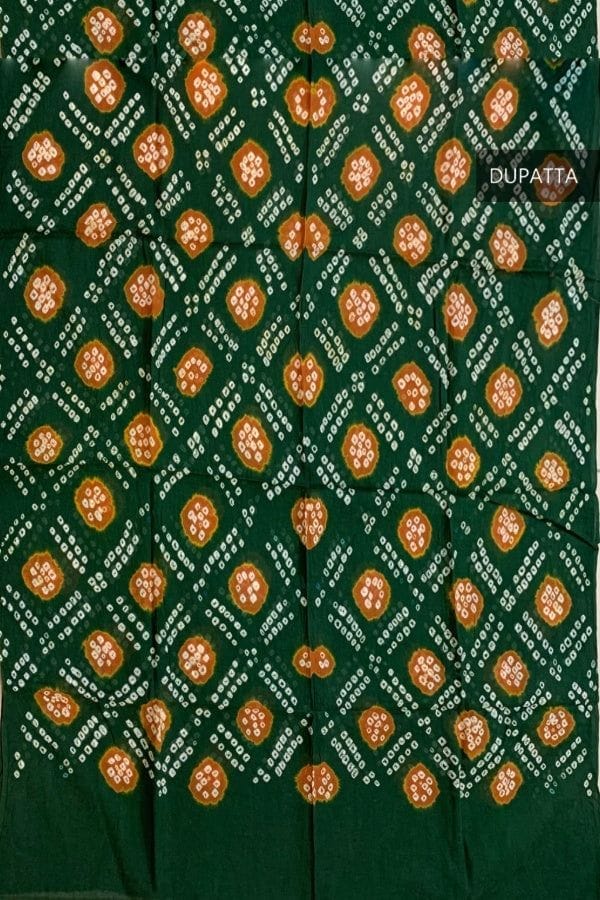 Green Cotton Bandhani Dupatta view 2