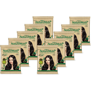 (Combo of 2) Nisha Nature Mate Henna Based Hair Color Black 10g (Pack of 10) & Nisha Avocado Shampoo 75ml Each (Pack of 4) for Men & Women view 2
