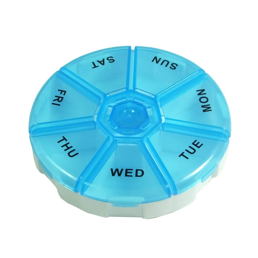 Aktive Life Round Portable Pill Medicine Organiser Reminder Storage Box for 7 Days - Pack of 2 view 2