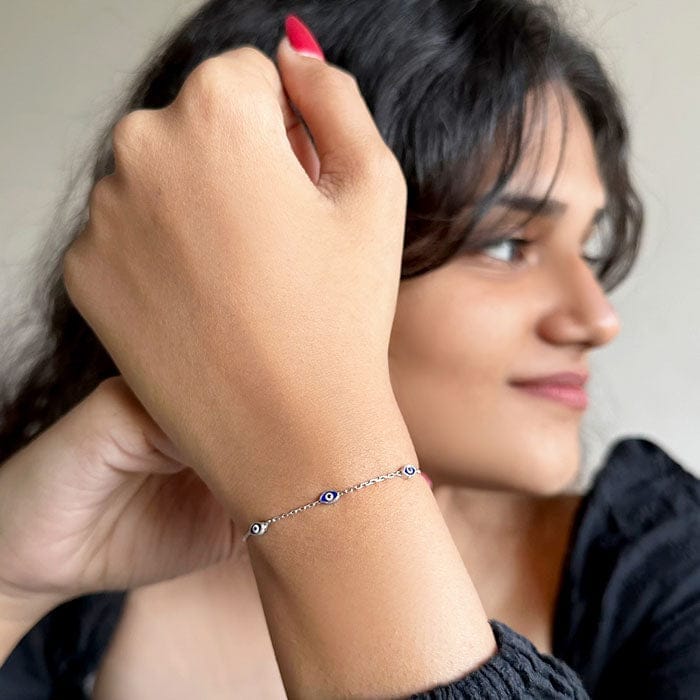 Silver Mini Evil Eye Bracelet view 2