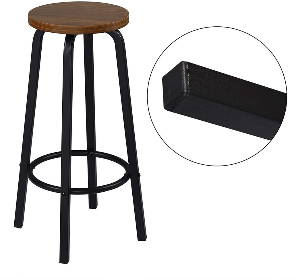 Mahaveer Art and Crafts - Breakfast Kitchen Counter Bar Stool 1 PCS MDF Seat Bar Chairs Metal Legs Barstools Dark Beech High Stools/Bar Stool - Made in India! view 2