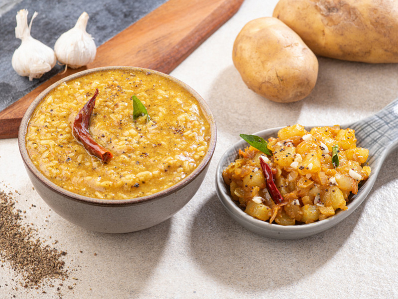 Rasam rice + potato fry