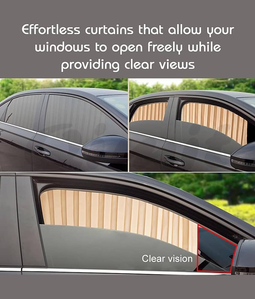 RAMDEV ENTERPRISE Universal Fit Magnetic Car Side Window Privacy Sunshade, Car Sun Shade Side Window, Magnet Pleated Curtains for Car Window, Removable Car Window Curtains (4PCS). view 2