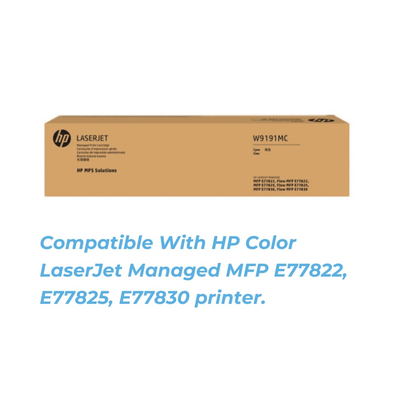 HP W9191MC Cyan LaserJet Toner Cartridge Compatible with HP Color LaserJet Managed E78625 E78630 E78635 Printers view 2