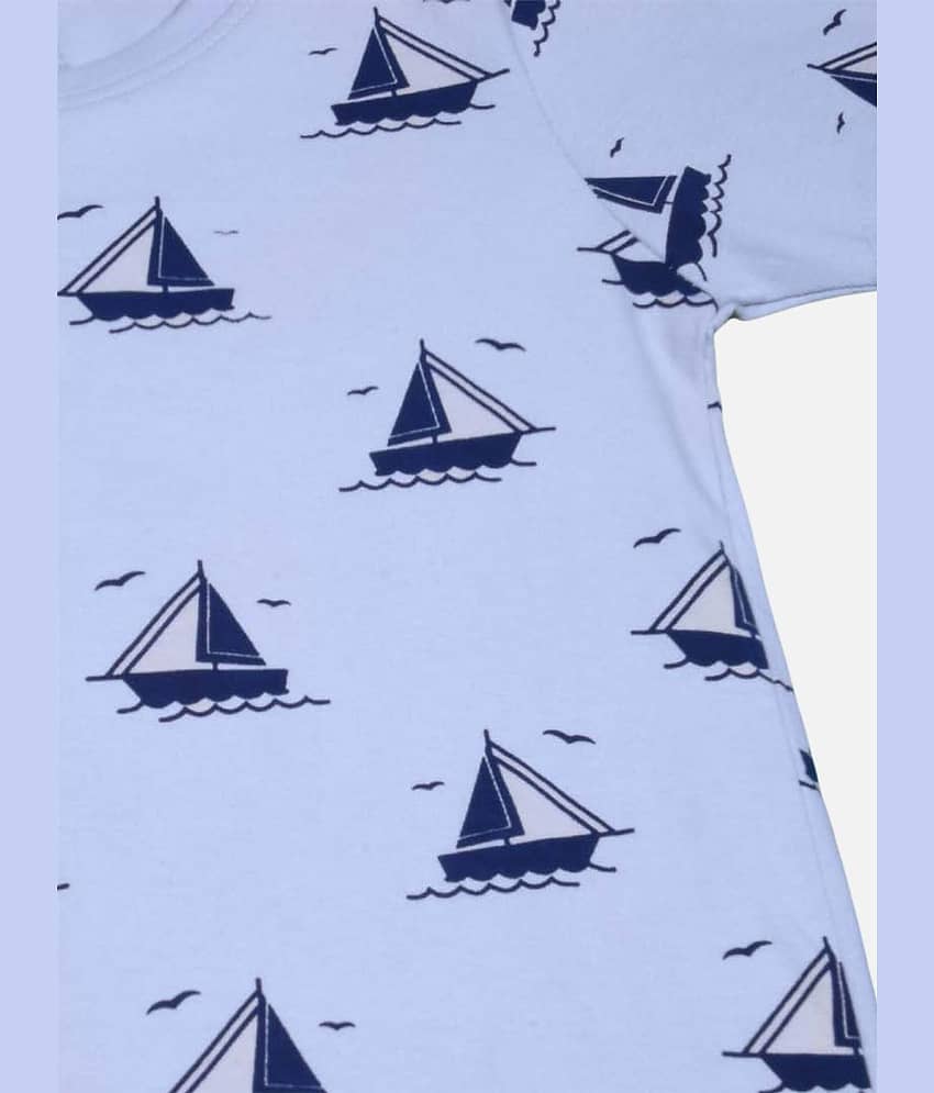 Be Awara Pack of 1 Boys Cotton T-Shirt & Shorts Set ( Light Blue ) view 2