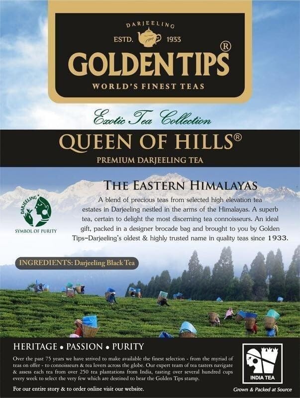 Golden Tips Queen of Hills Premium Darjeeling Whole Leaf Tea Brocade Bag (100 Gram, 50 cups) view 2