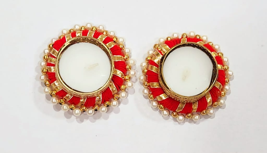 Elegant Pearl Beaded Traditional Tealight Candle Holders view 2