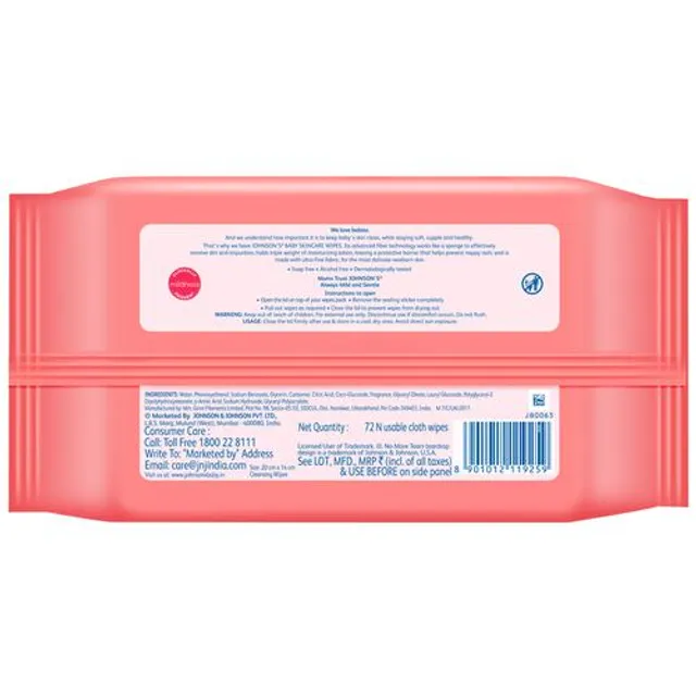 Johnson's Baby Skin Care Wipes 72 pcs view 2