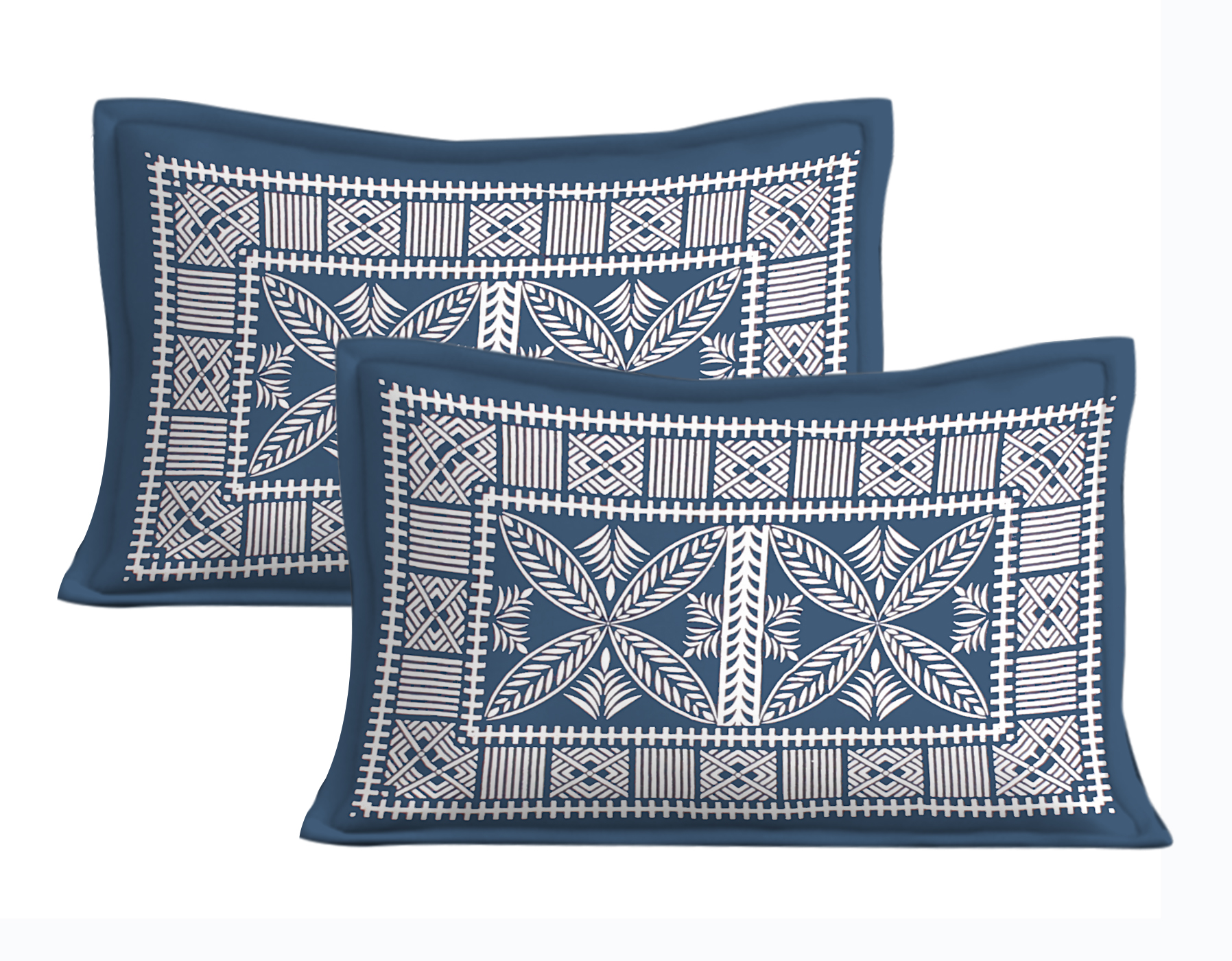 Lali Prints Jaipuri Blue Ethnic Motifs Cotton 130 TC Queen Bedsheet With 2 Pillow Covers view 2