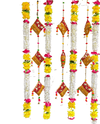 Artificial garlands with bell pack of 2| White | Size – 16 x 26 Inches |Rajnigandha view 2
