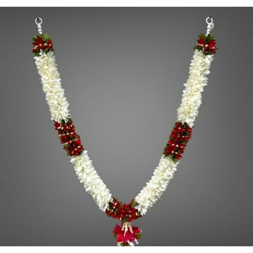 SHREE BALAJI ENTERPRISES Handmade Mala for Photo Frames and God Idols, Garland for Photos of Loved Ones, Traditional Mala for Ancestors and Pitra, Pooja Room | Piece of 1 | Color-White | 50inch