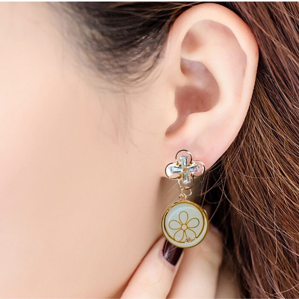 Jewelryklub American Diamond Stone Earrings Flower Shape For Girls Women view 2