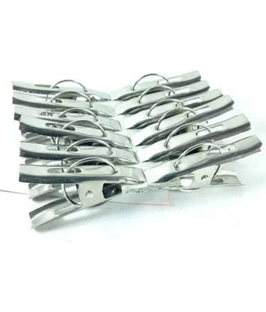 Stainless Steel Cloth Clips for Drying Clothes | Strong & Rustproof Laundry Clips for Home & Outdoor Use – Set of 12