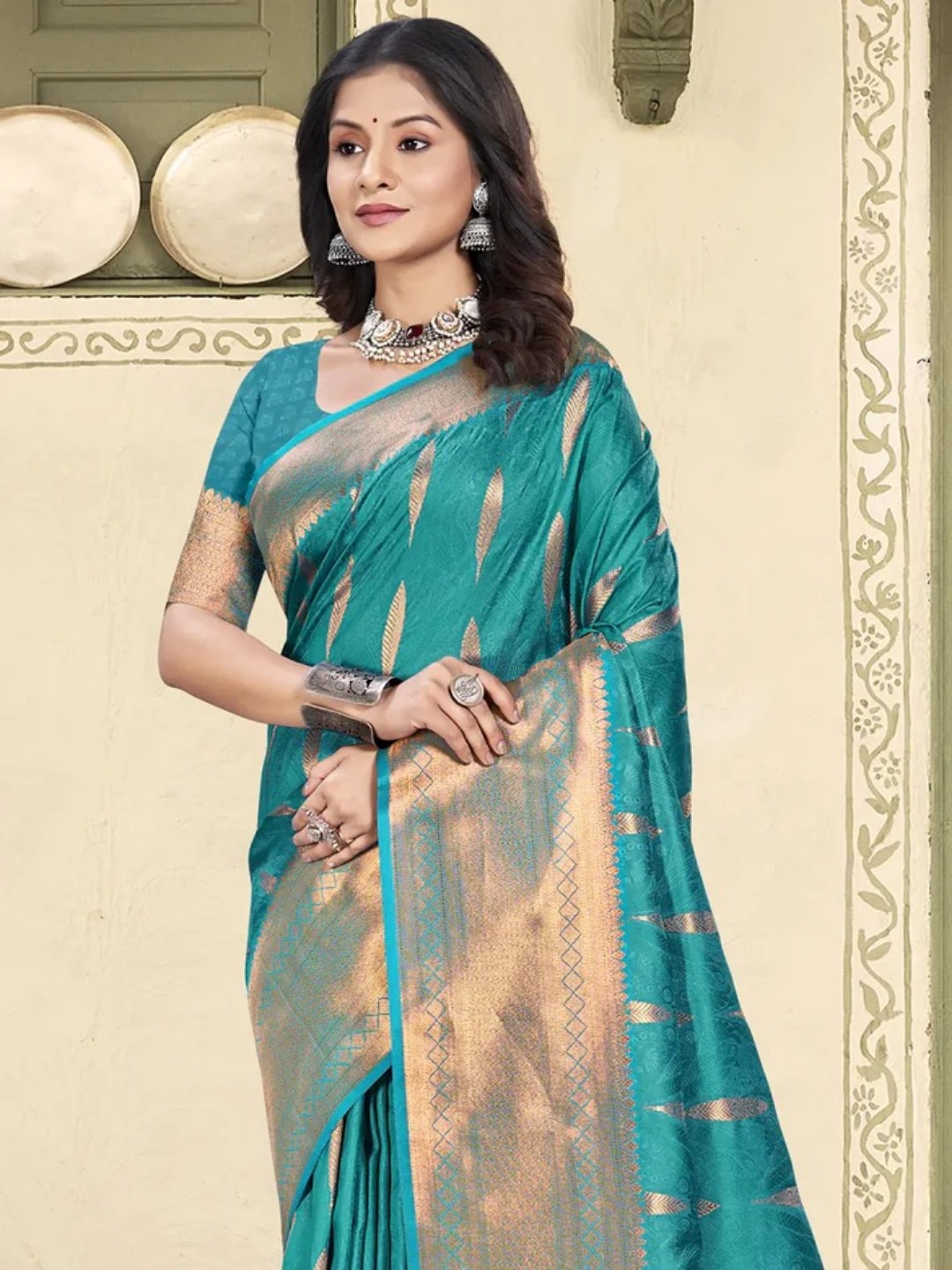 Sky Blue Silk Saree view 2