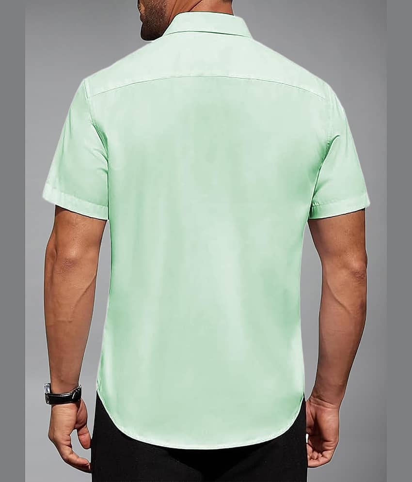 UNI VIBE Cotton Blend Slim Fit Solids Half Sleeves Men's Casual Shirt - Aqua Blue ( Pack of 1 ) view 2