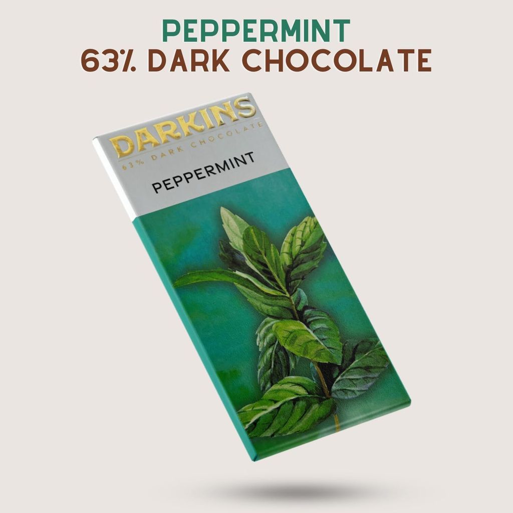 DARKINS 63% Dark Chocolates Peppermint | Dark Chocolate Bar | Gluten-Free | Vegan | Unrefined Cane Sugar | No Artificial Flavours | Natural Chocolate Bar | 50 Gm Each Pack of 3 view 2