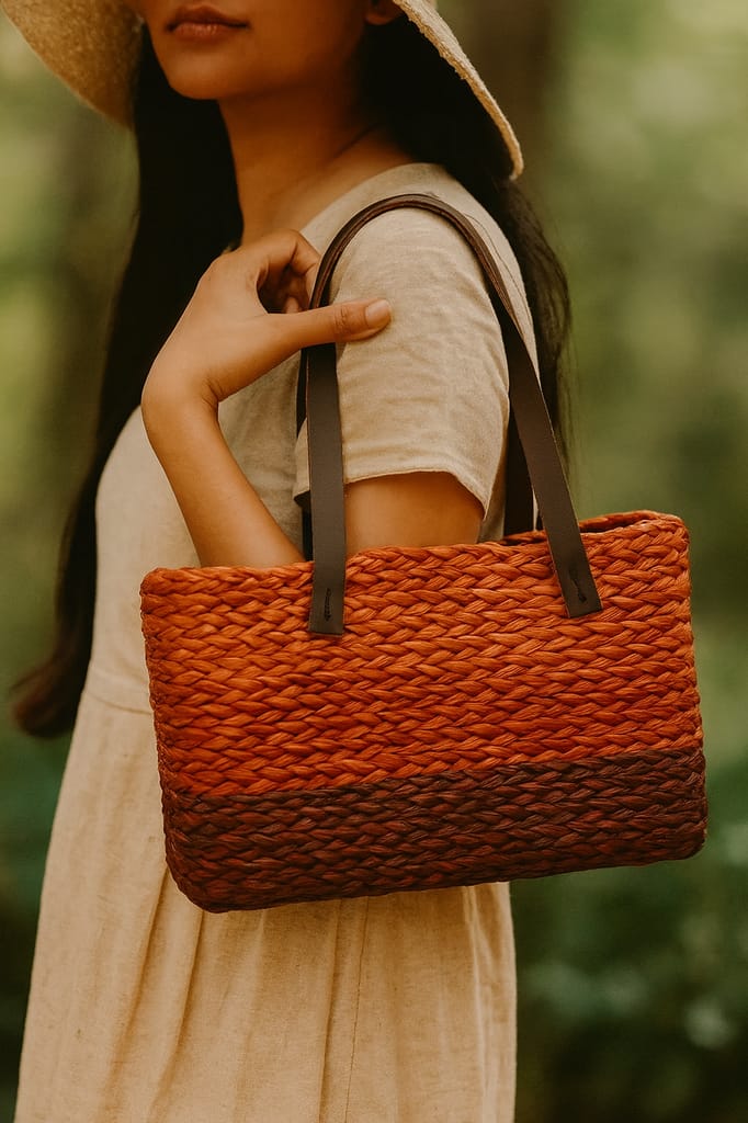 Handcrafted Sabai Grass Coloured Bag view 2