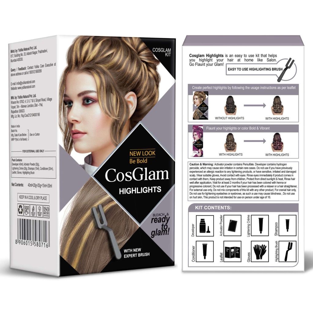 COSGLAM Hair Highlights Kit, Hair Highlights Colour for Women and Men, Bleach & Ready to Glam, DIY Kit view 2