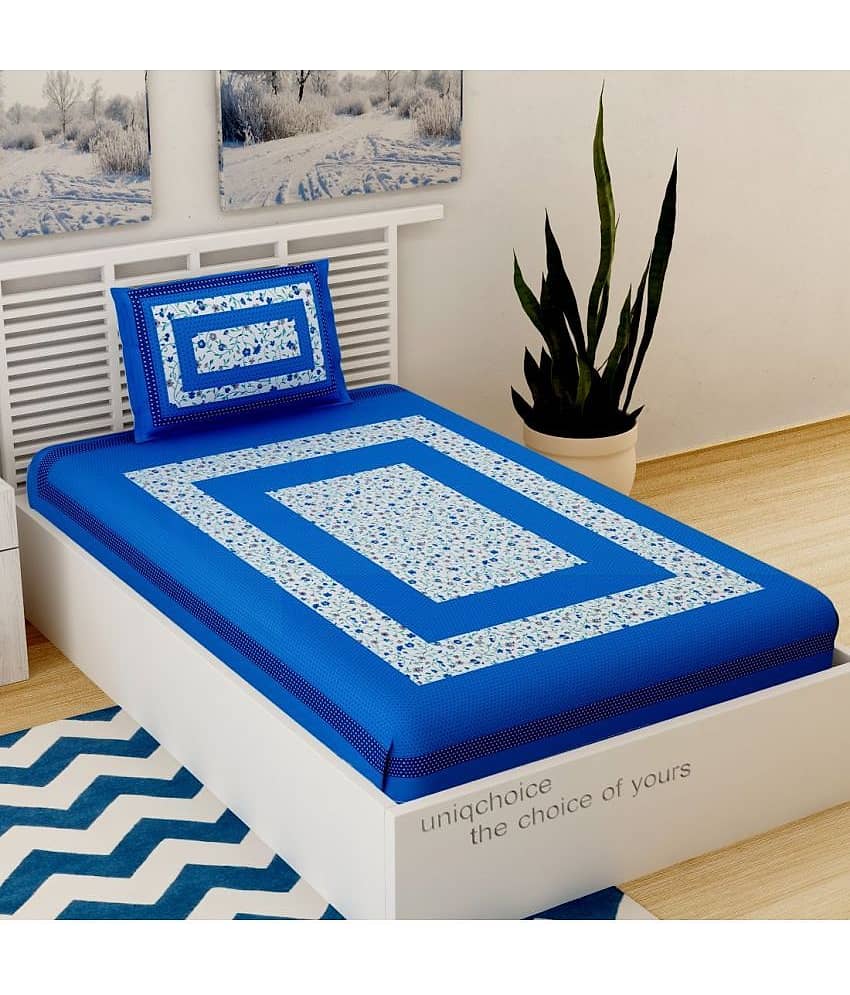 Uniqchoice Cotton Single Bedsheet ( Blue ) view 2