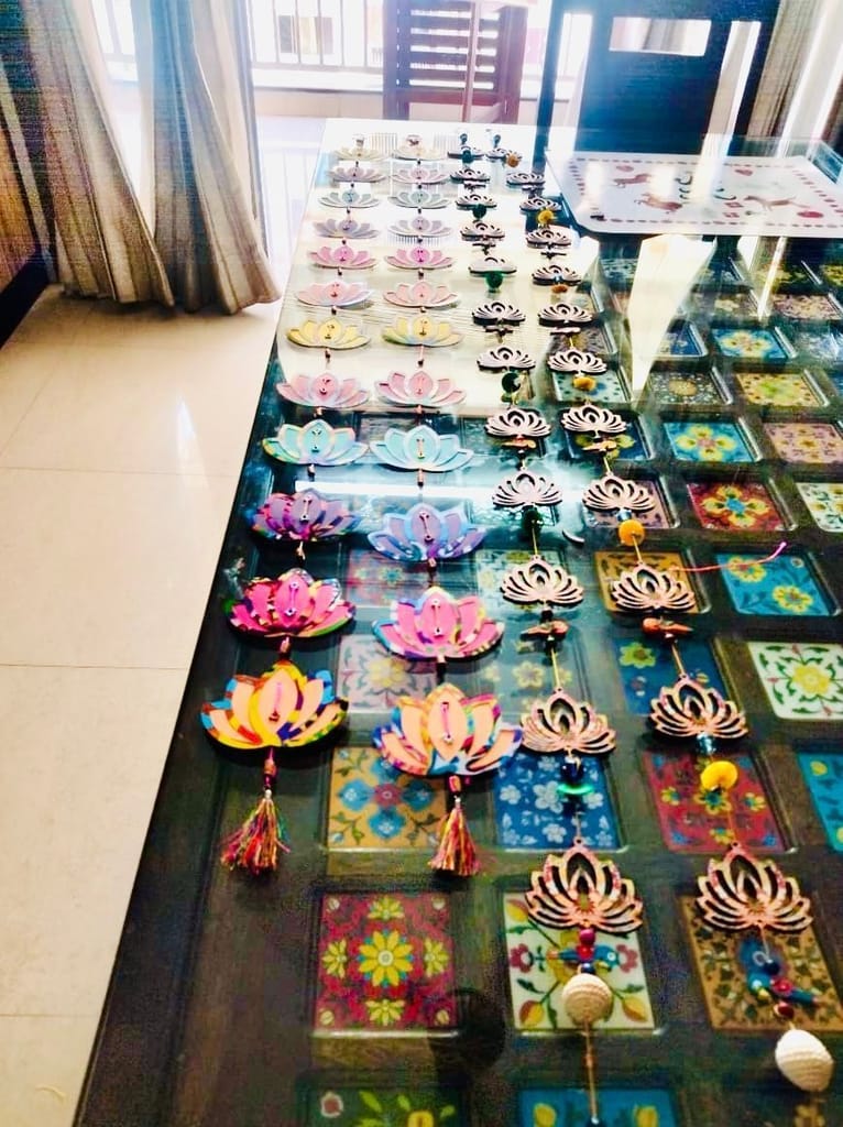 Sustainable Lotus Wall Hanging – 6 ft view 2