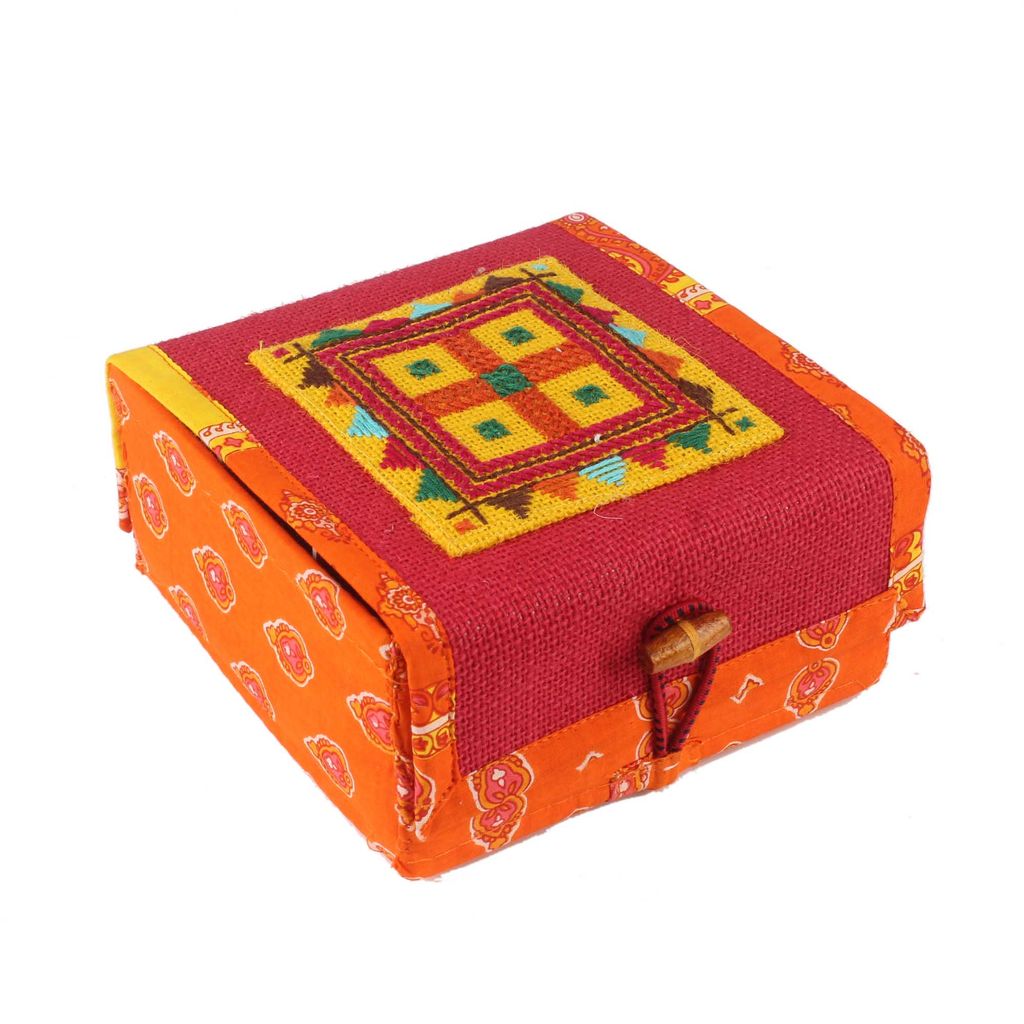 Tribes India Handmade Red Jute 2 Compartment Gift Box view 2