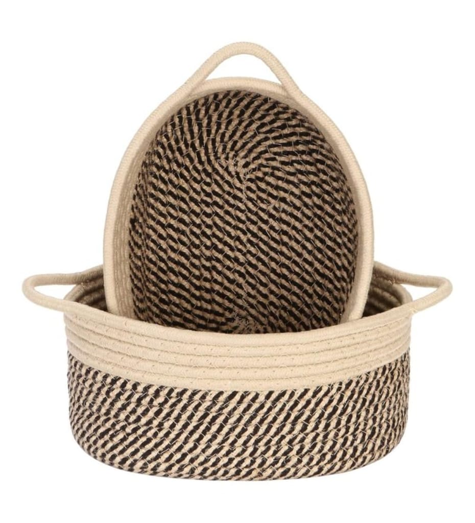 Generic Cotton Basket 2 Pcs Storage Basket For Clothes (Brown)-PID66445 view 2