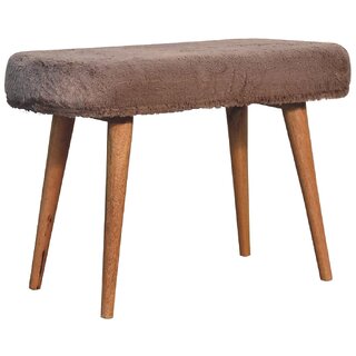 Mocha Faux Fur Fabric Bench view 2
