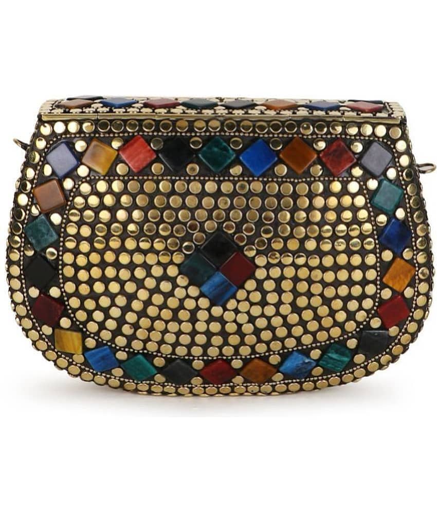 Anekaant - Gold Fabric Box Clutch view 2