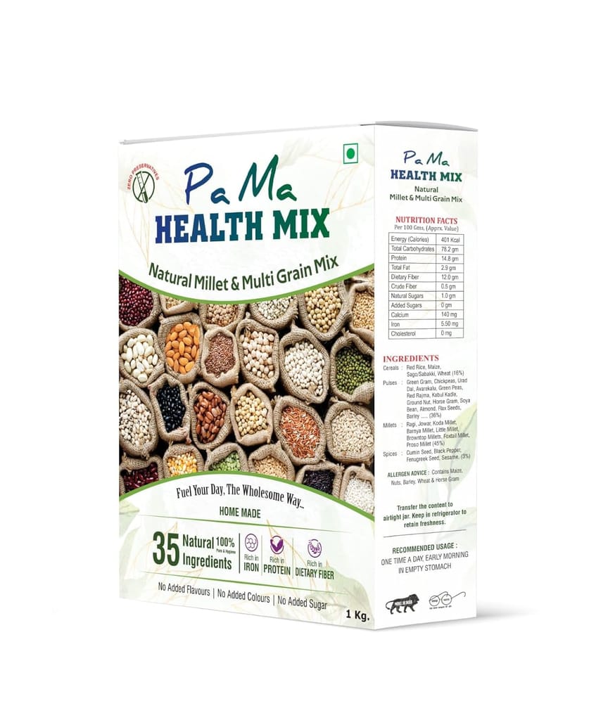Pa Ma Health Mix Foods Super Easy Ready to Cook Protein Rich Multi Grain and Millet Health Mix Tasty Healthy Millet | Gluten Free | PaMa Health Mix | 1Kg view 2