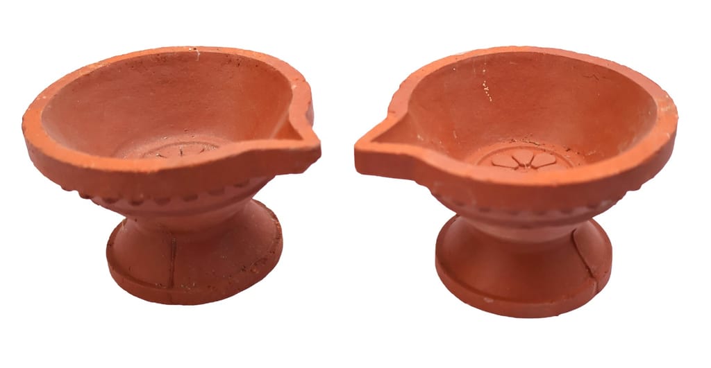 Traditional Terracotta Clay Diya Set for Pooja & Diwali Decoration - Pack of 2 view 2