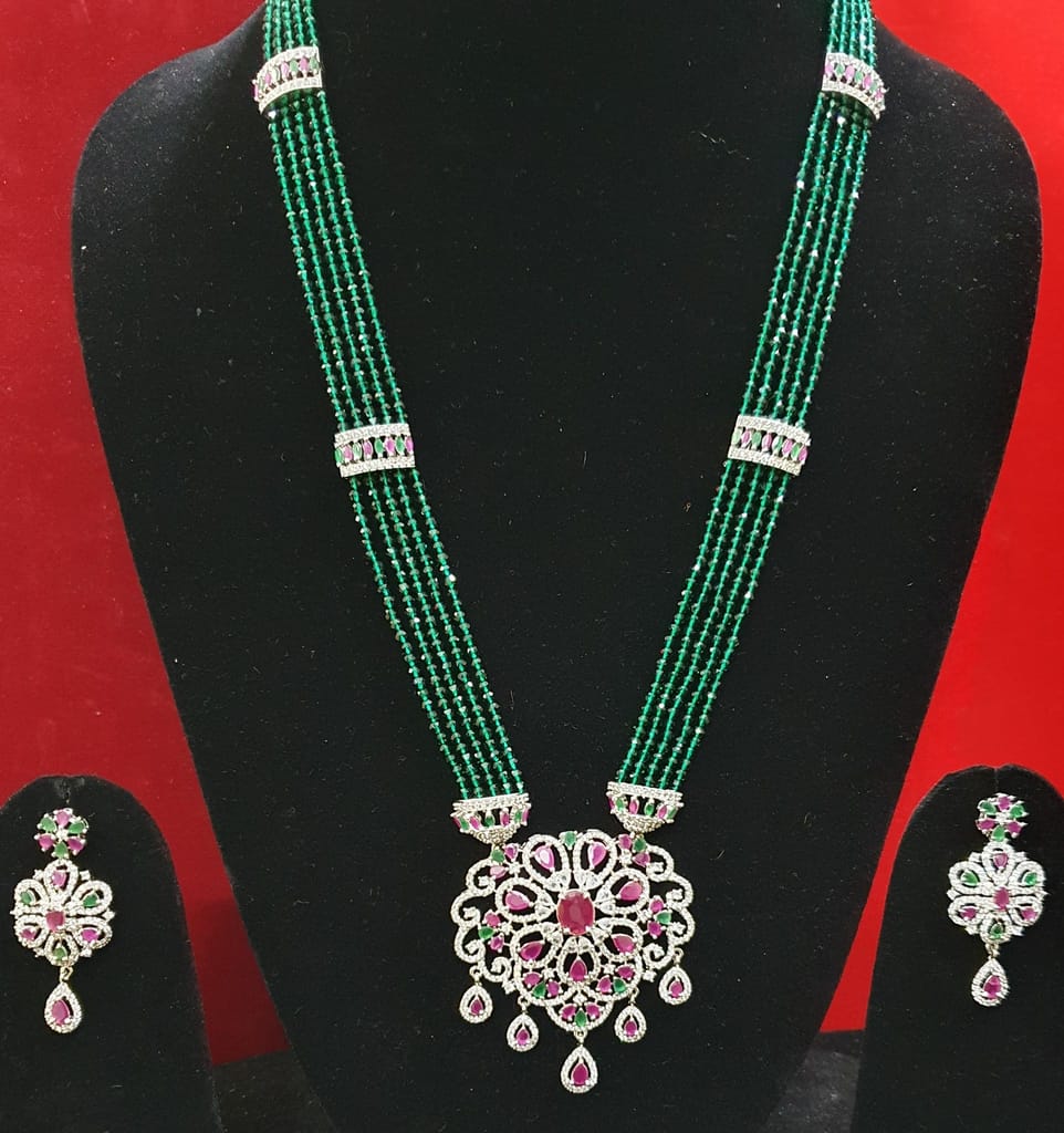 American Diamond Designer Long Necklace view 2