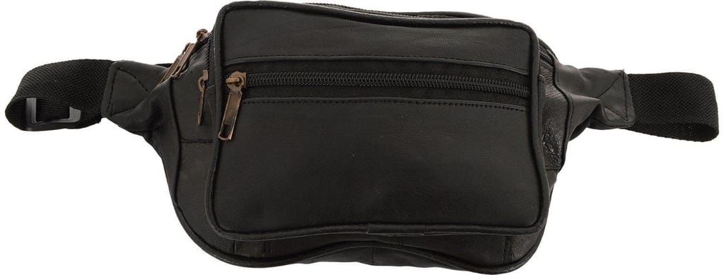 Right Choice Stylish Genuine Real Leather Black Waist Bag Elegant Style Travel Pouch Passport Holder with Adjustable Strap(RCL-20_Black) view 2