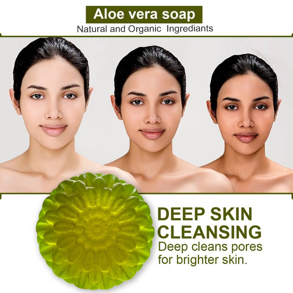 Aloe Vera Soap, Herbal Bathing Bar with Essential Oils, Gently Cleanses, Nourishes Skin, Suitable for All Skin Types, Pack of 1 view 2