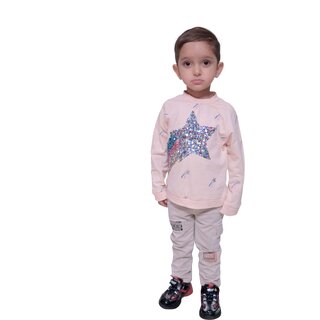 Printed Full Sleeves T-Shirt For Baby Boy (Pink)