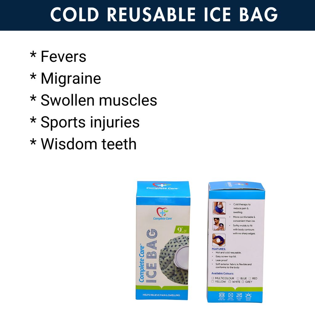 Complete Care Ice bag for Cold Therapy Pain Relief Injuries Cold Ice Pack for Knee Ankle and Back Closure Cold Water Bag, 6 Inch (Multicolor) view 2