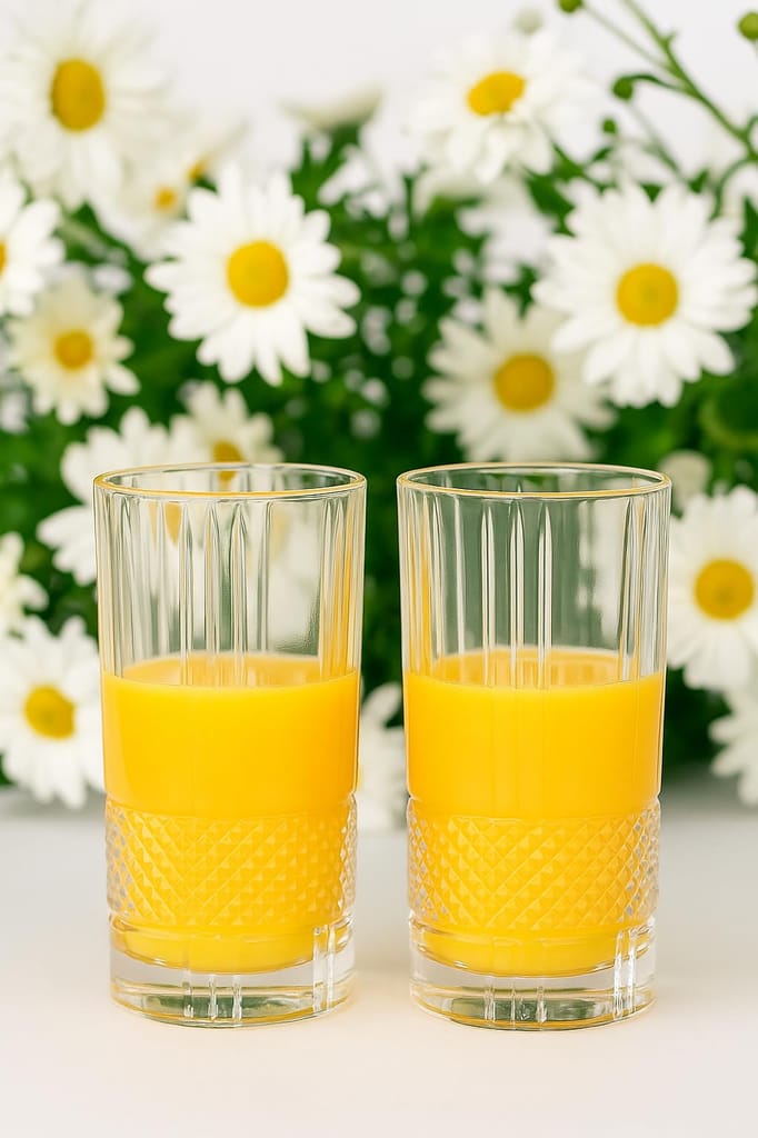 European Premium Crystal Juice and Water Glasses | 280 ML | Long Elegant Drinking Tumbler | Stylish Round Highball Glass for Cocktails, Mocktail (Perfect for Guest) Pack of 6 view 2