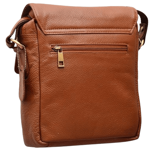 LEATHERMAN GENUINE LEATHER BROWN CROSS BODY BAG-1230_tan view 2